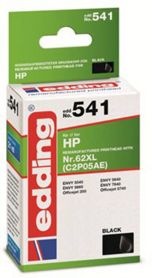 Edding Ink náhradný HP 62XL, C2P05AE kompatibilná  čierna EDD-541 18-541