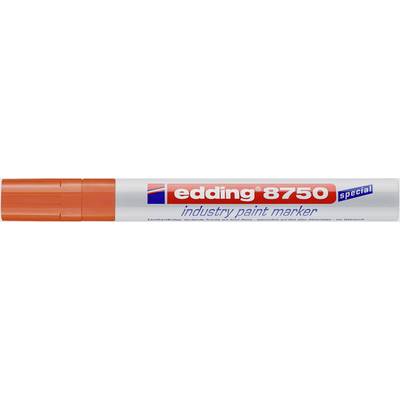 Červený priemyselný popisovač Edding 8750 so širokým hrotom, vhodný pre špeciálne povrchy.