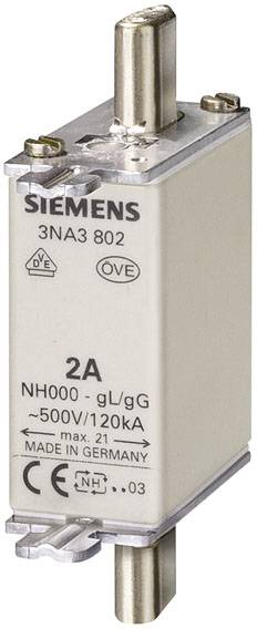Siemens 3NA3801 Inserto fusibile Misura fusibile = 000 6 A 500 V/AC, 250 V/DC 3 pz.