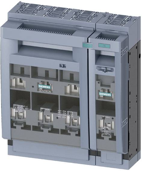 Sivý priemyselný výkonový spínač značky Siemens. Vhodný na použitie v elektrických spínacích systémoch.