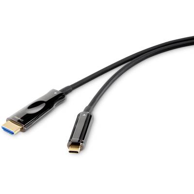 Renkforce USB-C® / HDMI káblový adaptér USB-C ® zástrčka, Zástrčka HDMI-A 30.00 m čierna RF-4531596 guľatý Kábel pre dis