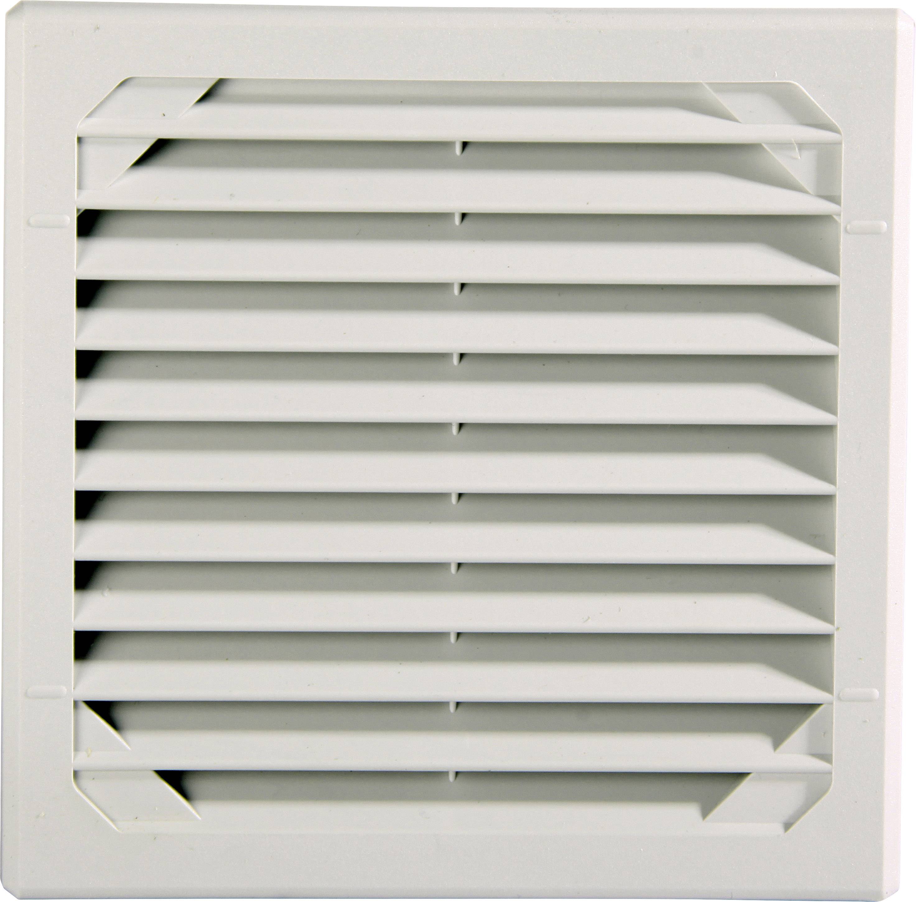 Biele ventilačné mriežky s horizontálnymi lamelami, namontované na stene, slúžiace na vetranie miestnosti.