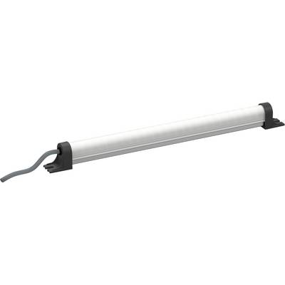 LED svetelný pás v bielom puzdre s čiernym káblom, upevnený na dvoch čiernych konzolách.