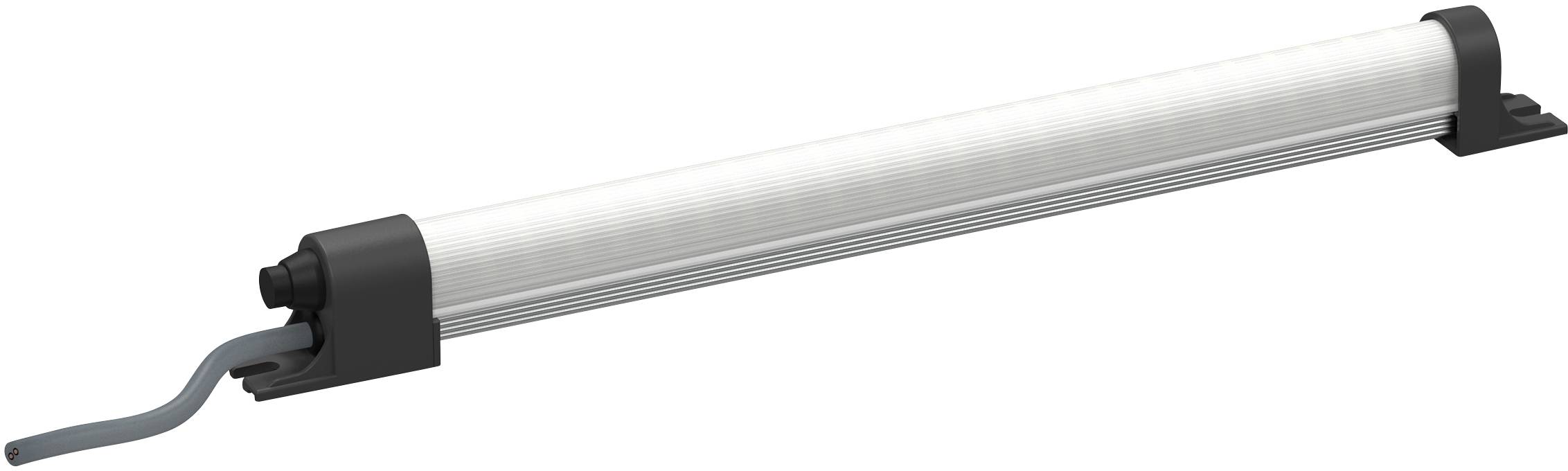 Dlhá, valcovitá LED svetelná tyč s čiernymi koncami a odchádzajúcim káblom na ľavej strane.