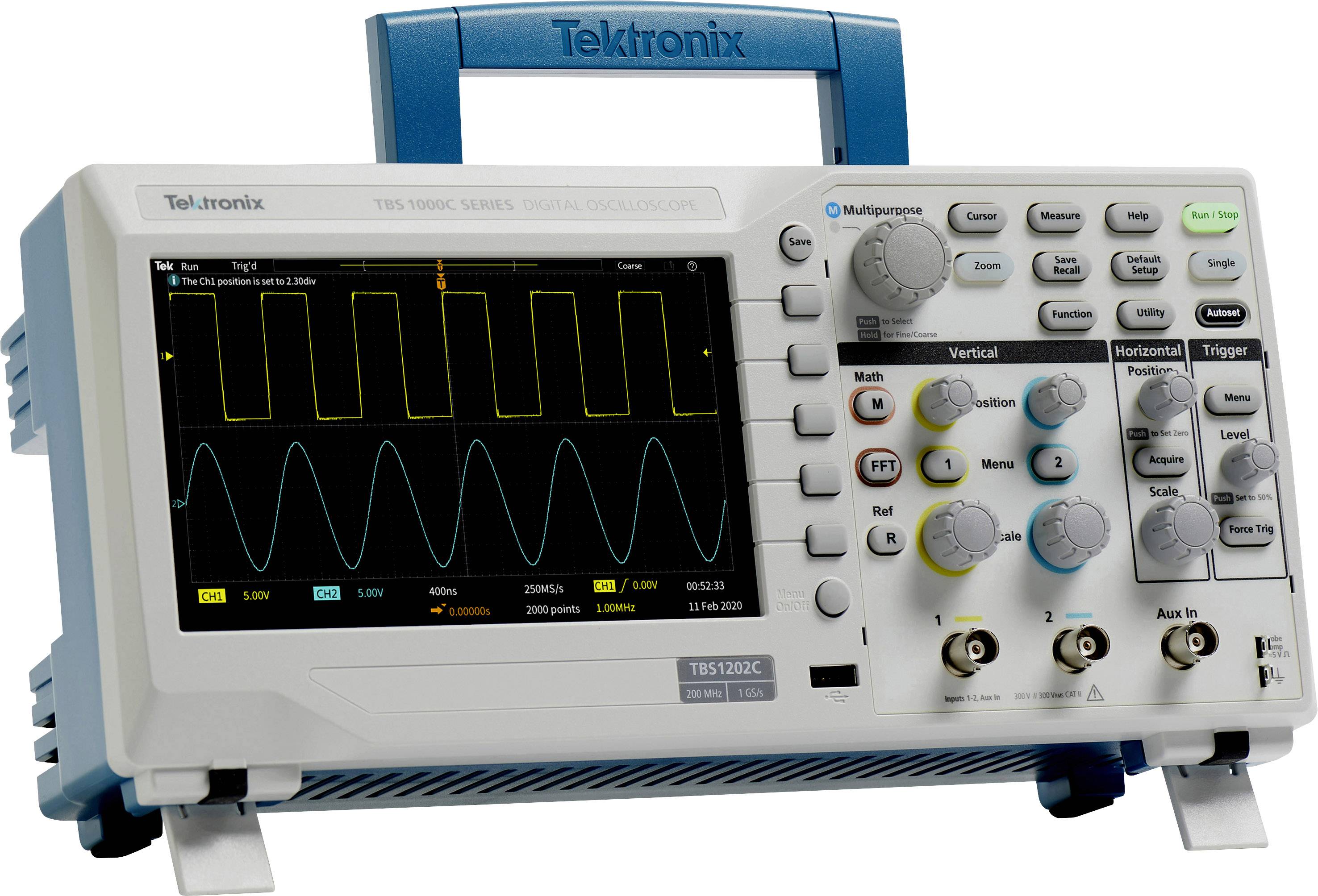 Tektronix TBS1072C Oscilloscopio digitale 70 MHz 1 Gsa/s 20 kpts 8 Bit 1 pz.