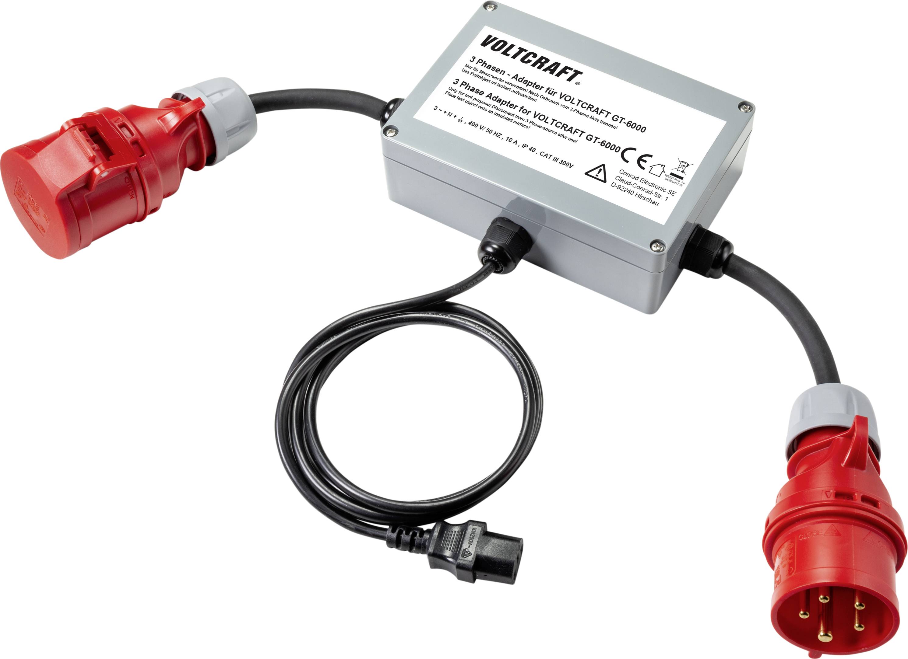 VOLTCRAFT VC GT 6001 16A Adattatore di misura Adattatore di misurazione trifase CEE 16 A.  1 pz.