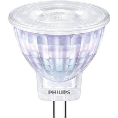 LED bodové svetlo od Philips, tvar žiarovky s priehľadným sklom a viditeľným svetelným telesom, vhodné pre presné osvetlenie.