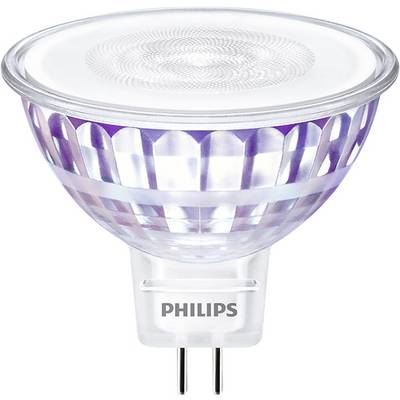 LED lampa od Philips, jasná a fazetovaná, so soklom GU5.3, určená pre presné osvetlenie v obytných alebo pracovných priestoroch.