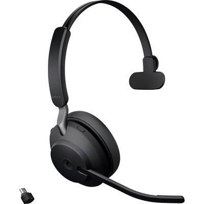 Čierna bluetooth náhlavná súprava s jedným uchom a mikrofonným ramenom, určená pre bezdrôtovú komunikáciu.