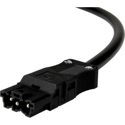 Čierny sieťový kábel s obdĺžnikovým konektorom na konci, vhodný pre pripojenie elektrických zariadení.