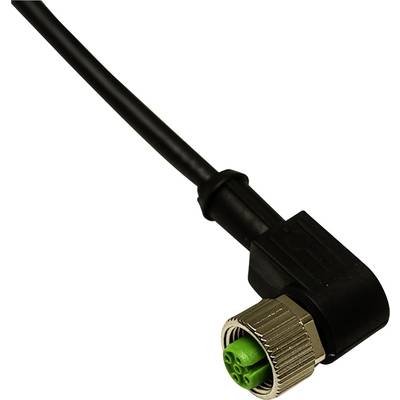 Čierny, pravouhlý kábel so zelenou zásuvkou a strieborným skrutkovým konektorom, vhodný pre elektronické prepojenia.