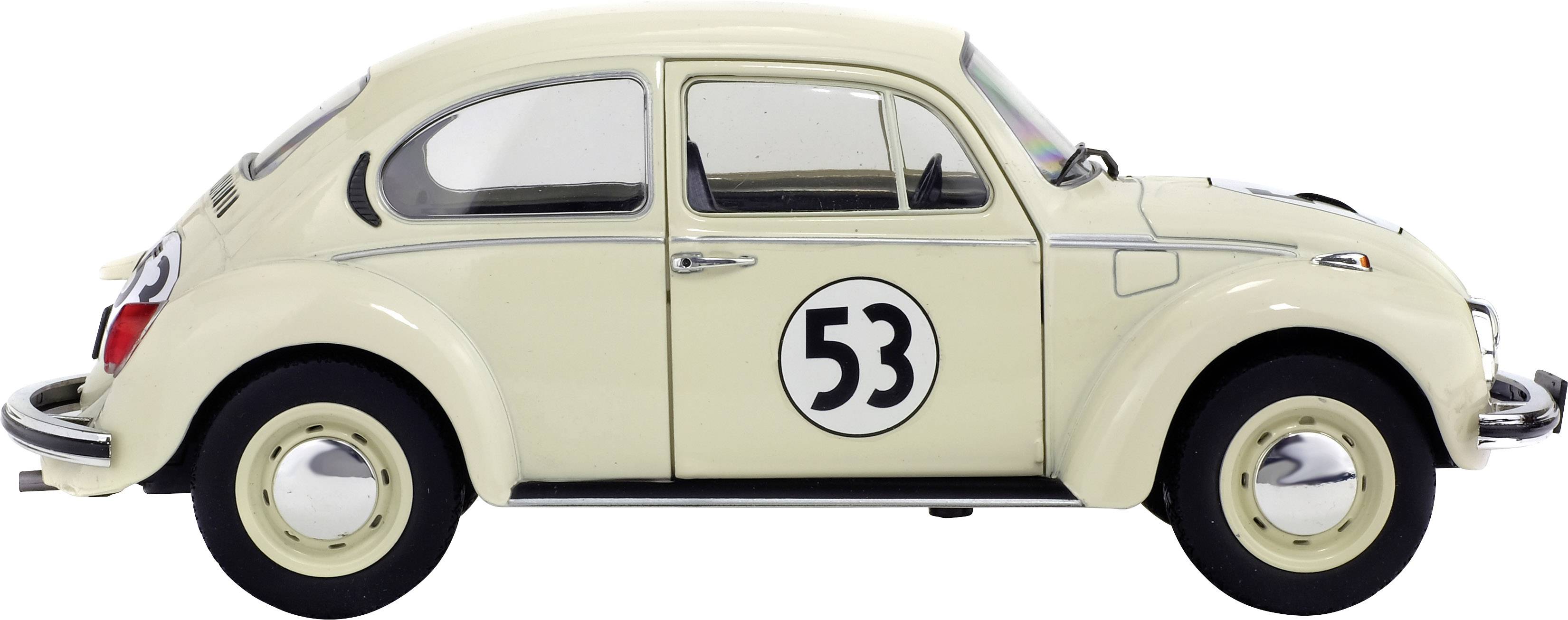 Krémový, klasický VW Beetle s číslom 53 na boku, známy zo slávneho filmu.