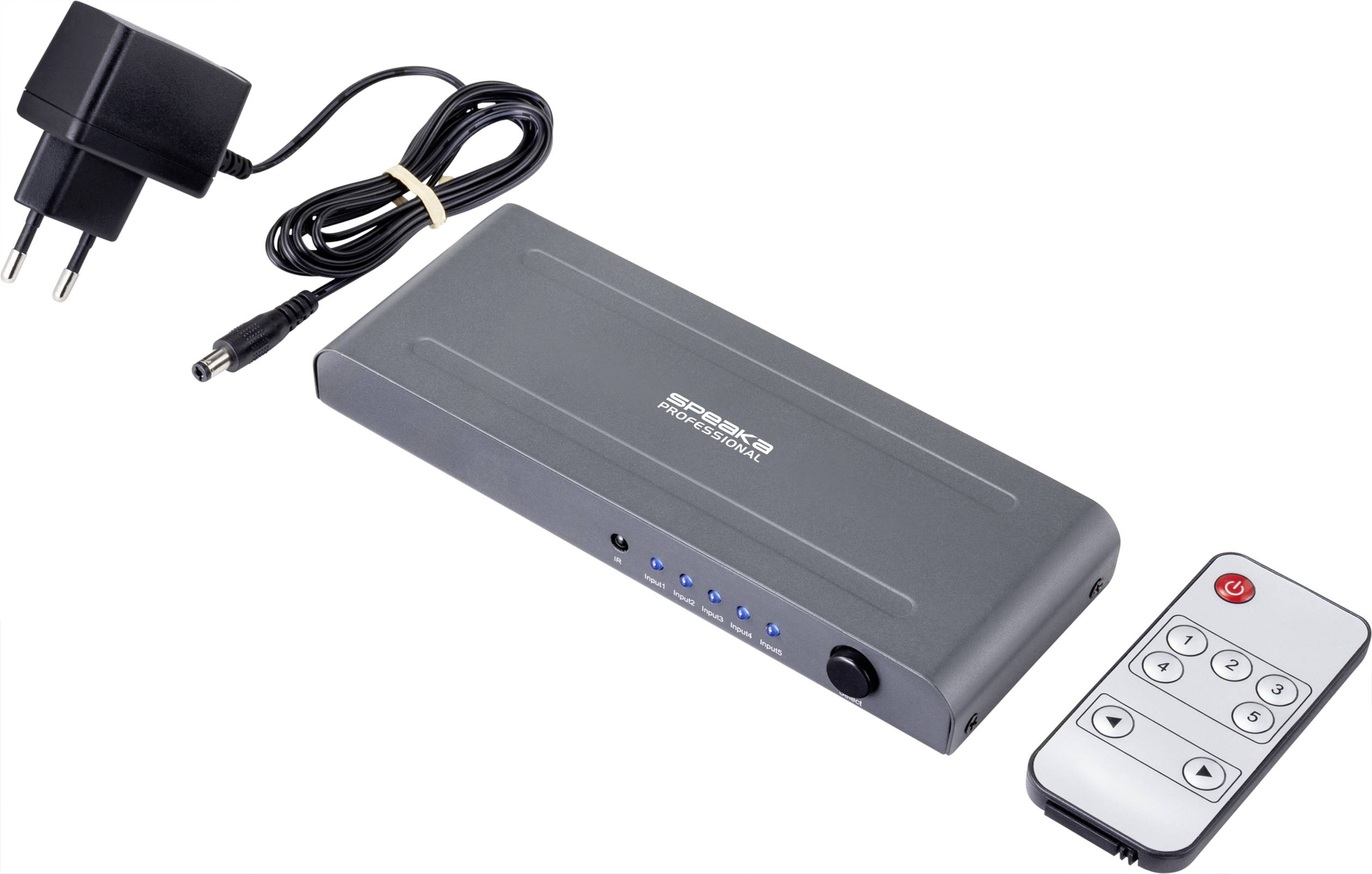 Sivá batériová stanica s diaľkovým ovládačom a nabíjačkou. Disponuje LED displejom a ponúka bezdrôtové možnosti ovládania.