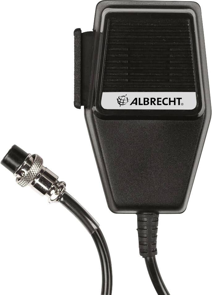 Čierne CB rádiotelefónne mikrofón so sieťovým ovládaním od značky 'Albrecht', vhodné pre komunikačné účely.