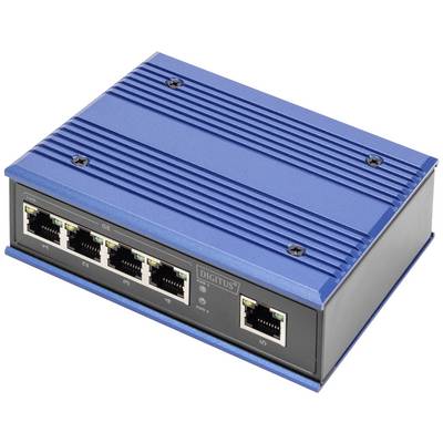Priemyselný ethernetový prepínač so šiestimi RJ45 portami, umožňuje sieťové pripojenie v drsných podmienkach.