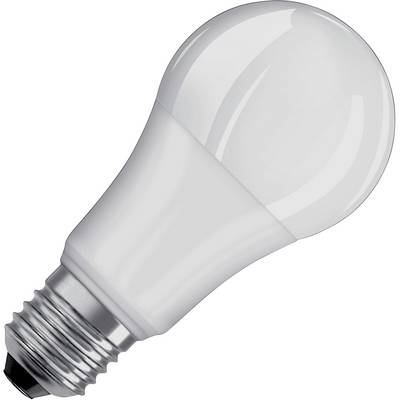 Biela, moderná LED žiarovka so soklom E27, smerujúca doprava.