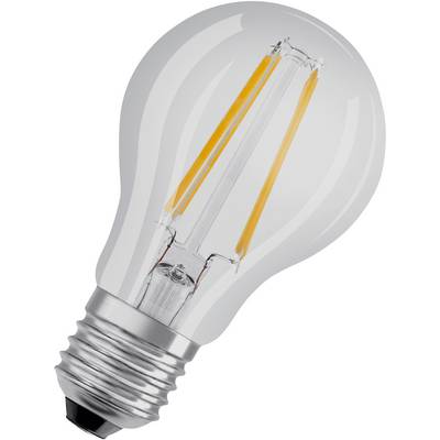 LED žiarovka, svietiaca chladným bielym svetlom, s viditelnými filamentmi a päticou E27, na bielom pozadí.