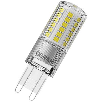 LED lampa s priehľadným krytom a viditeľnými žltými čipmi. Na povrchu je čitateľný značkový názov 'OSRAM'.