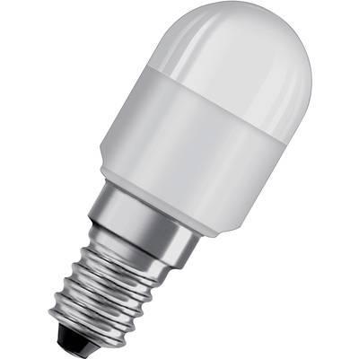 Malá biela LED žiarovka so štandardným päticovým pripojením E14, umiestnená na bielom pozadí.