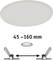 Oválne LED stropné svietidlo s priemerom 45–160 mm. Nižšie schematické znázornenie upevnenia.