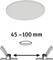 Stropné svietidlo, okrúhle, priemer 45–100 mm. Výkres zobrazuje spôsob upevnenia pomocou rozťažných svoriek.