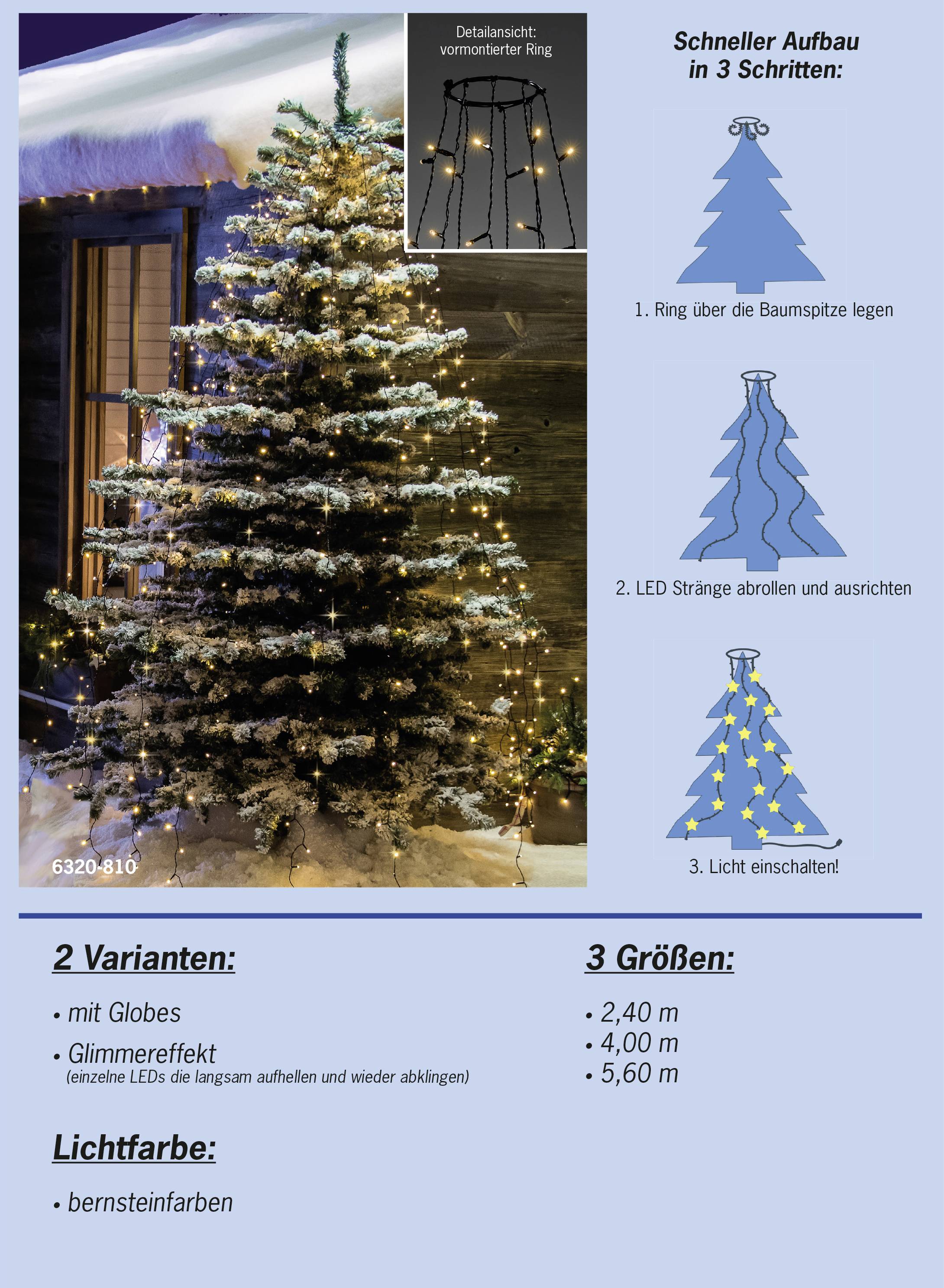 Konstsmide 6394-820 LED svetelný plášť na vianočný stromček vonkajšie En.trieda 2021: G (A - G) cez napájací zdroj do zá-6
