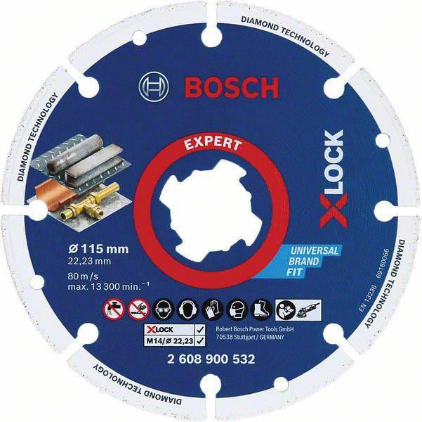 Bosch Accessories 2608900532 X-LOCK Disco diamantato Diametro 115 mm Ø foro 22.23 mm Metallo 1 pz.