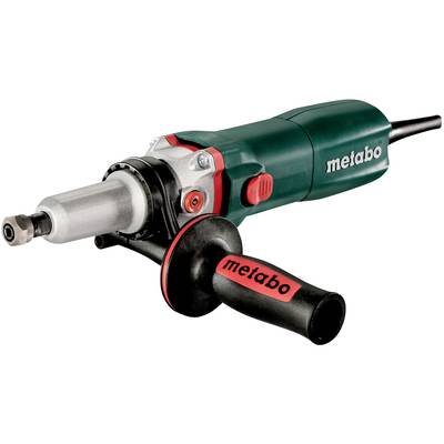 Elektrická priama brúska Metabo s dlhým krytom a bočnou rukoväťou určená na presné brúsenie a frézovanie.