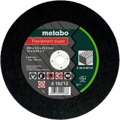 Brúsny kotúč 'metabo Flexiamant super', 350 x 3,5 x 25,4 mm, max. 5.460 min⁻¹, na obrábanie kovov, výrobca: Metabowerke GmbH.