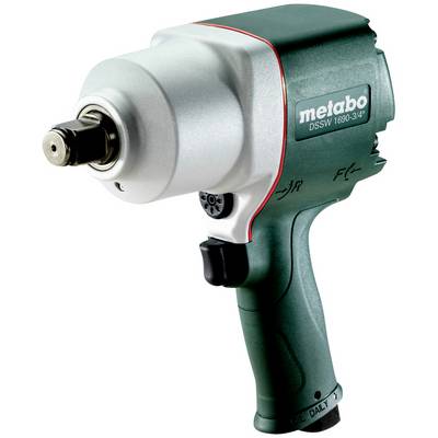 Metabo DSSW 1690-3/4 pneumatický rázový uťahovák, so zelenou rukoväťou, strieborným krytom, vhodný pre skrutkovacie práce v automobilovom priemysle.