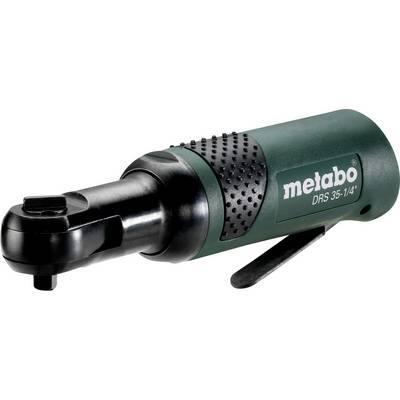 Zeleno-čierny bezdrôtový račňový kľúč Metabo so zásuvkou, zobrazený v bočnom pohľade na bielom pozadí.
