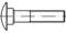 Skrutka s plochou hlavou a závitom bez drážky, technický výkres, pohľad z boku. Slúži na upevnenie súčiastok.