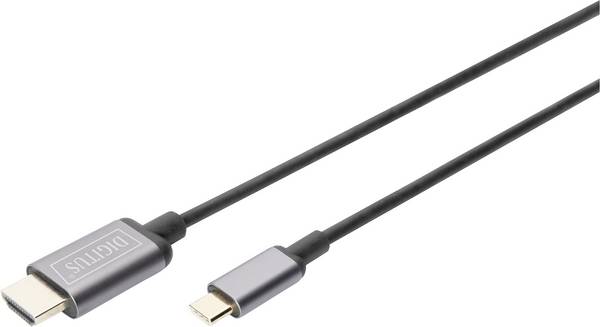 Digitus USB 3.0, USB 3.0 káblový adaptér [1x USB 3.1 zástrčka C, USB-C® zástrčka - 1x HDMI zástrčka] DA-70821 hliníková zástrčka, flexibilný, 4K UHD, s USB