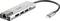 USB-C adaptér s dvoma USB portami, HDMI portom, ethernetovým pripojením a napájaním cez USB-C; vhodný pre viaceré zariadenia.