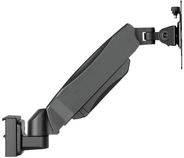 Nastaviteľné rameno monitora z bočného pohľadu, montovateľné pre flexibilné usporiadanie monitorov alebo displejov.