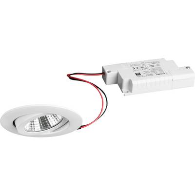 LED zapustený reflektor s pripojeným transformátorom, vhodný na stropnú inštaláciu; dva káble spájajú komponenty.