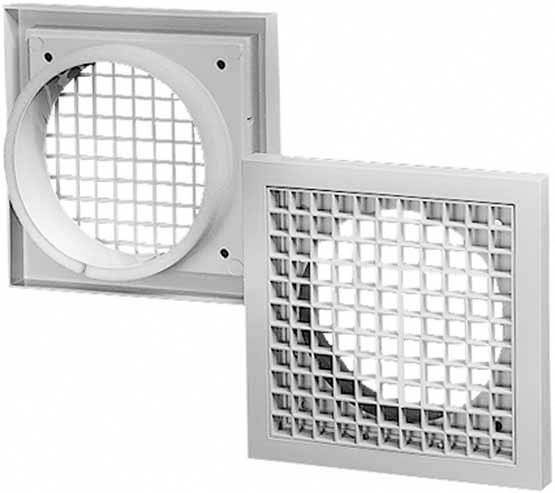 Dva štvorcové ventilačné mriežky, umiestnené vedľa seba, s mriežkovaným vzorom pre cirkuláciu vzduchu. Štruktúra je obdĺžniková a vyrobená z kovu.