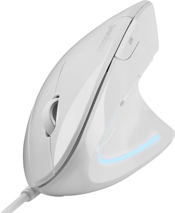 Perixx PERIMICE-513 W optická ergonomická myš, prenos káblový, 6 tlačidlo, 1600 dpi, biela