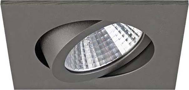 Obdĺžniková čierna zapustená lampa so sklápateľným okrúhlym svetelným zdrojom v strede.