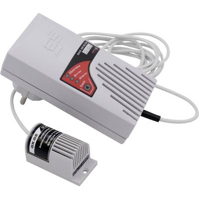 Plynový detektor so senzorom a LED displejom. Kábel spája senzor s hlavným zariadením. Zariadenie na detekciu únikov plynu v interiéroch.