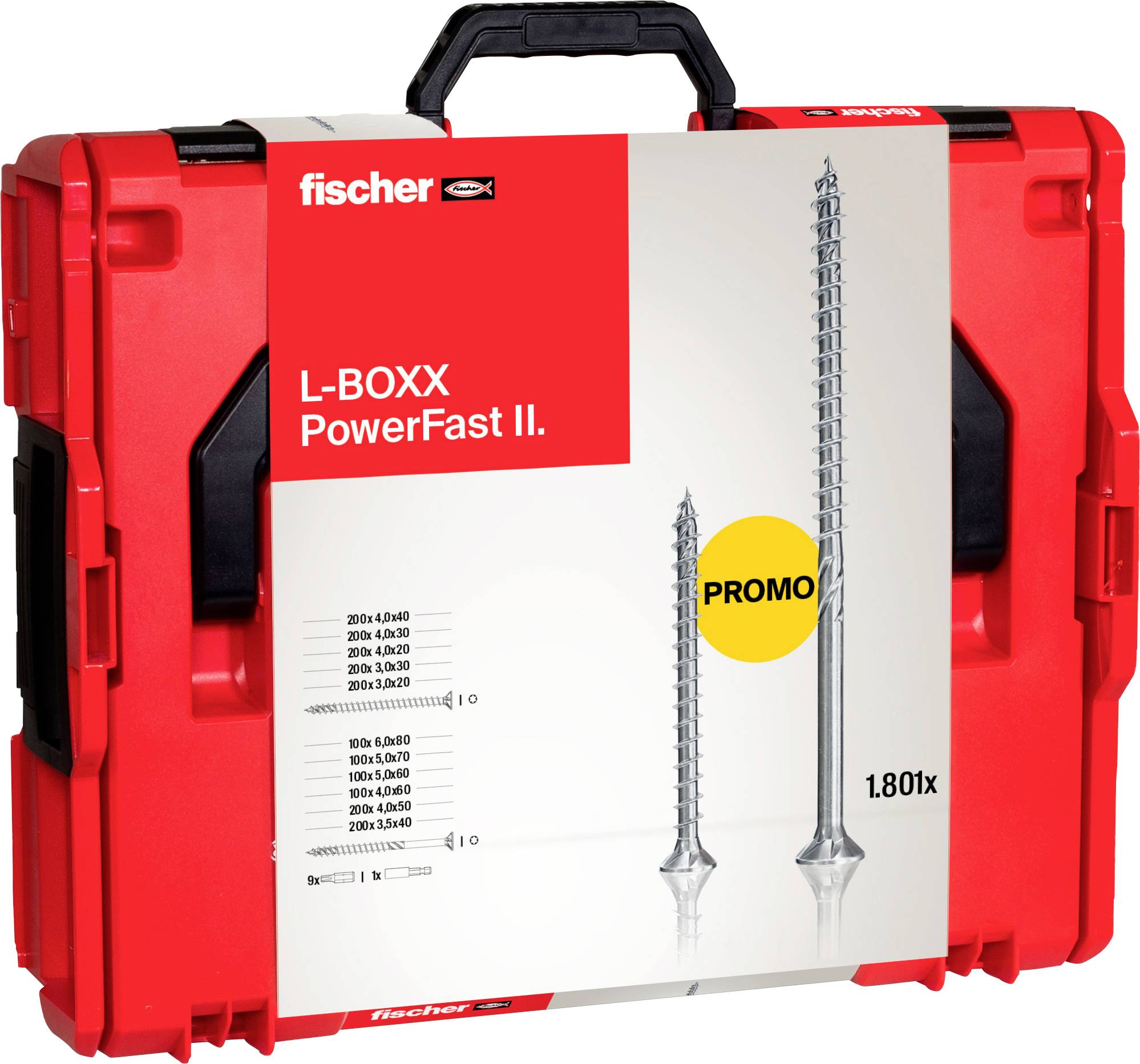 Fischer 558739 L-BOXX 102 Power-Fast II Vite per truciolare Impronta T Acciaio galvanizzato zinco 1801 Parti