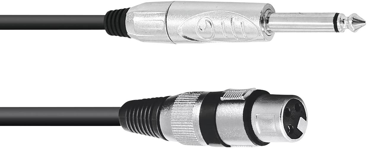 XLR-to-jack kábel, bežne používaný na pripojenie audio zariadení ako mikrofóny a zosilňovače.