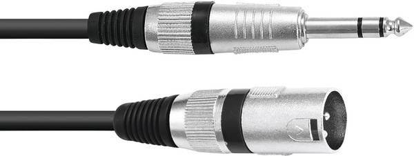 Omnitronic 30225197 XLR káblový adaptér [1x XLR zástrčka 3pólová - 1x jack zástrčka 6,3 mm (stereo)] 5.00 m čierna