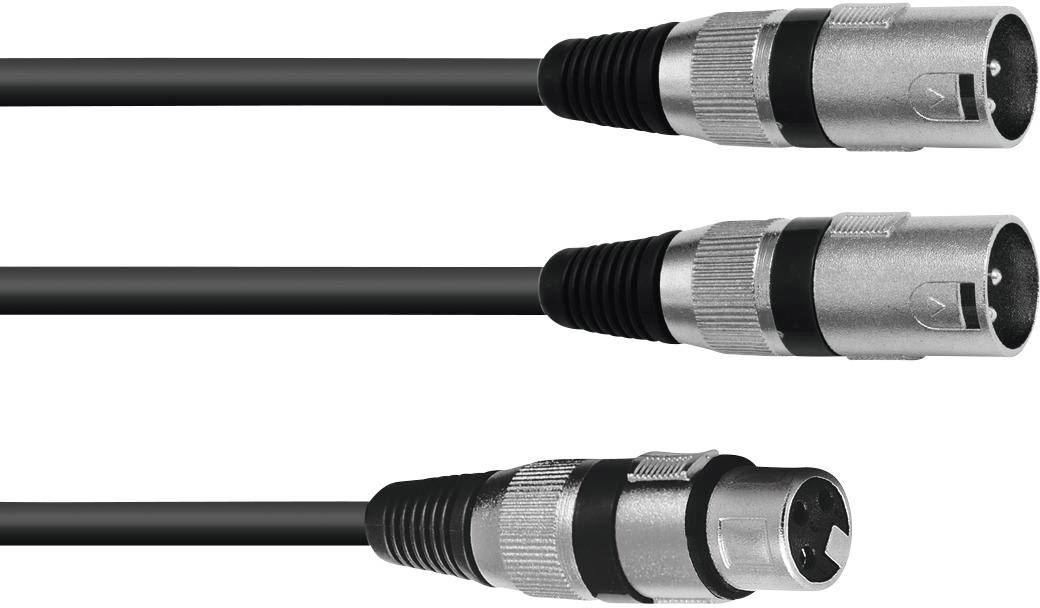 Omnitronic 30225203 XLR Cavo adattatore [1x Presa XLR 3 poli - 2x Spina XLR 3 poli] 0.50 m Nero