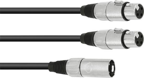 Omnitronic 30225207 XLR káblový adaptér [1x XLR zástrčka 3pólová - 2x XLR zásuvka 3pólová] 0.50 m čierna