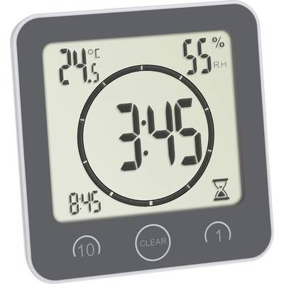 Digitálny časovač s časom '3:45', teplotou '24°C' a vlhkosťou vzduchu '55%'. Zobrazuje odpočet a možnosti nastavenia časovača.