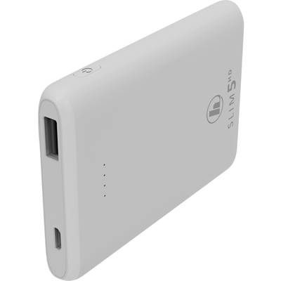 Hama SLIM 5HD powerbanka 5000 mAh Rýchle nabíjanie Li-Pol USB-A biela Indikátor stavu