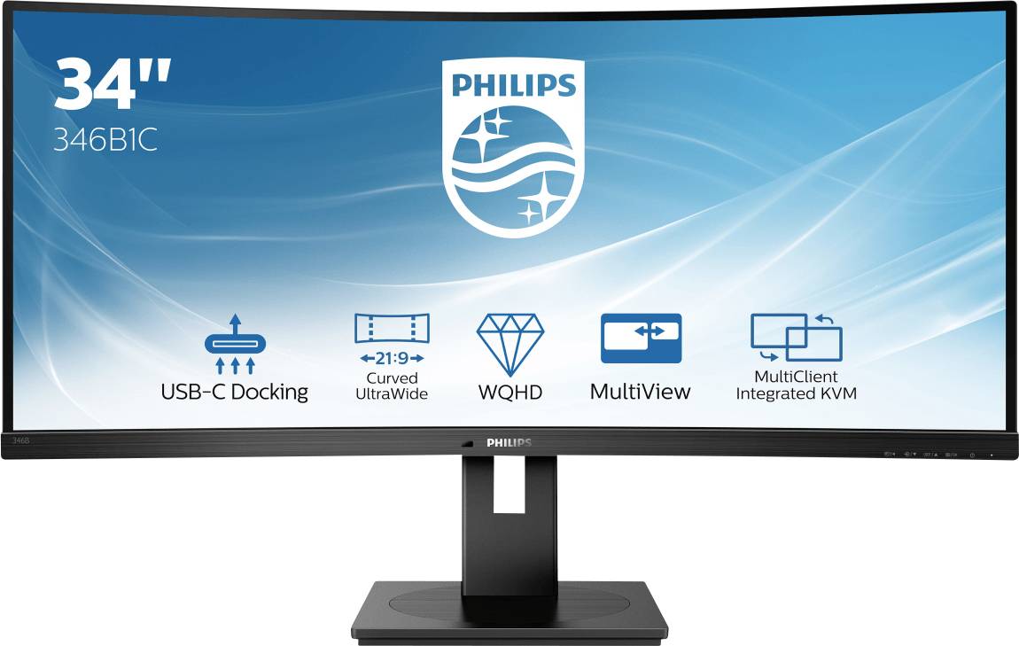 Philips Monitore 346B1C Monitor ERP G (A - G) 86.4 cm (34 pollici) 3440 x 1440 Pixel 21:9 5 ms RJ45, Presa cuffie VA LED