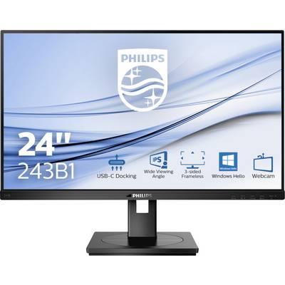 Monitor Philips s 24-palcovou obrazovkou, USB-C dokovacou stanicou, širokým pozorovacím uhlom, trojstranným bezrámovým dizajnom, podporou Windows Hello a webkamerou.