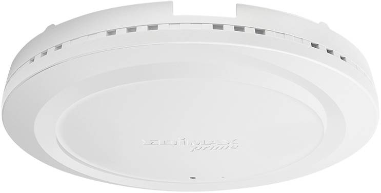 Guľatý, biely WLAN prístupový bod s nápisom 'EDIMAX Pro' uprostred. Určený na montáž na strop, slúži na zlepšenie internetového pripojenia.